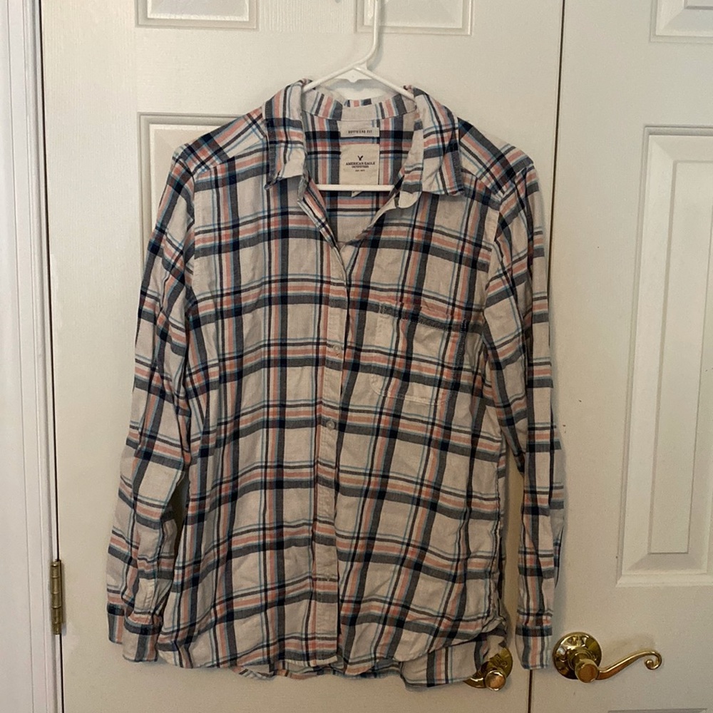 american eagle boyfriend fit flannel shirt